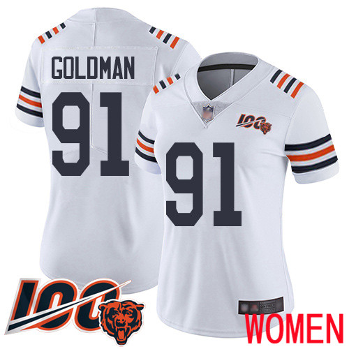 Chicago Bears Limited White Women Eddie Goldman Jersey NFL Football #91 100th Season->women nfl jersey->Women Jersey